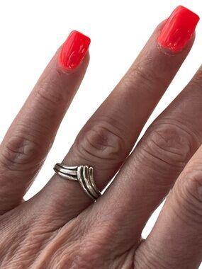 Sterling Silver Multi-Band Wave Ring Size 6.25 Sculptural Minimalist Design